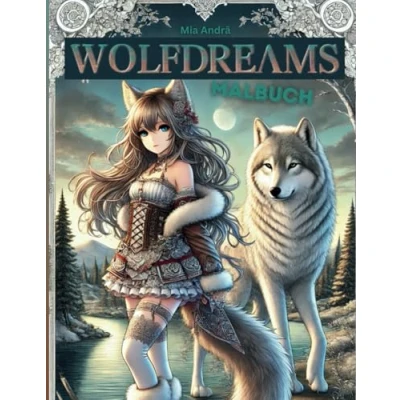 Abbildung von Wolfdreams Malbuch für Mädchen Tauche ein in die magische Welt des Manga Wolfsmädchens