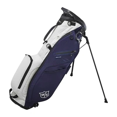 Abbildung von Wilson Staff Golftasche, EXO Lite Stand Bag, Trage /Trolleytasche, 4 Fächer für diverse Eisen, Marineblau/Cremefarben