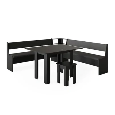 Abbildung von Vicco Eckbankgruppe Roman, Schwarz, 210 x cm mit Tisch