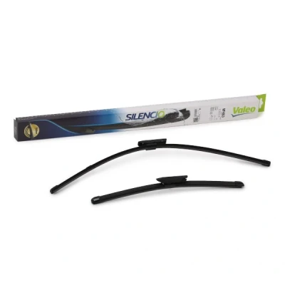 Abbildung von Scheibenwischer Valeo Silencio X.trm, Flat Blade Set 574653 vorne Rahmenlos Bajonettbefestigung RENAULT: LAGUNA 3, 3 Grandtour