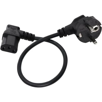 Abbildung von HuaLiSiJi Kaltgerätestecker Gewinkelt Netzkabel 3 Polig Kaltgerätekabel, Kabel Schutzkontakt Stecker Typ F (CEE 7/4) auf C13 Buchse, Für Computer Server Monitor Reiskocher (Schwarz, 1m)