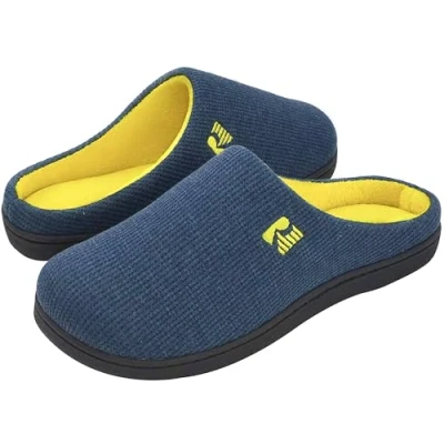 Abbildung von RockDove Herren Original Zweifarbige Hausschuhe mit Rückstellschaum,42/43 EU,Marineblau Gelb