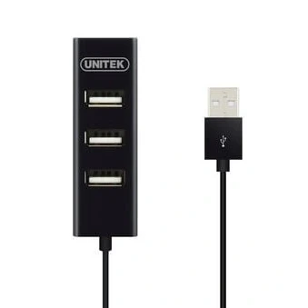 Abbildung von UNITEK Hub 4 Port USB 2.0, Datenhub Multiport Verteiler für PC, Laptop, Tastatur, Mouse, Drucker. iOS (Mac) + Windows Kompatibilität, 480Mbps, Plug&amp;Play, Schwarz