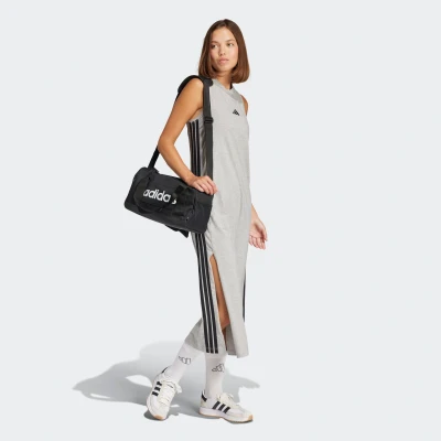Abbildung von adidas Sportswear Essentials 3STRIPES LONG Racerback Jerseykleid Medium grey heather black, Damen, Größe: Large, black