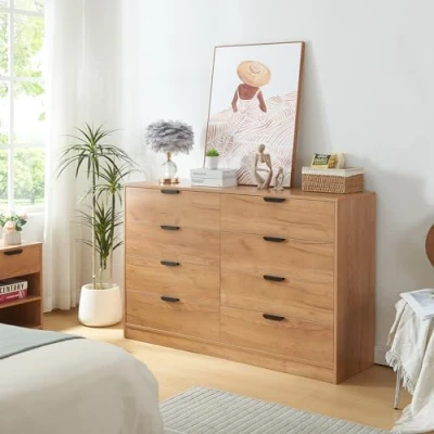 Abbildung von en.casa Kommode, »Varkaus« mit 8 Schubladen 90x140x40 cm Eichenoptik