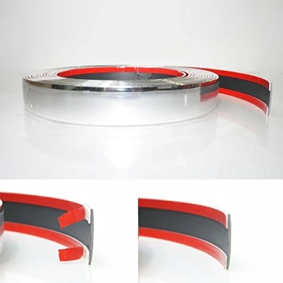 Abbildung von 25mm x 5 meter Chrom Zierleiste Leisten Chromleiste Selbstklebend Flexibel Kunststoff Tuning