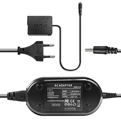 Abbildung von Netzteil mit Akkuadapter für Panasonic DMW AC8, AC8EG, DCC8, DCC8E, DCC8GU 8,4V 2A