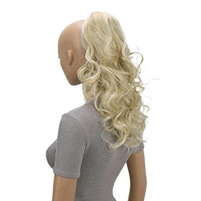 Abbildung von CAISHA 45cm Lang Haarteil Zopf Pferdeschwanz Haarverlängerung Mit Kordelverschluss Voluminös Gelockt Hellblond Mix PH32