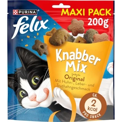 Abbildung von FELIX KnabberMix Original Katzensnack, Knusper Leckerlie mit 3 Geschmacksrichtungen 200g