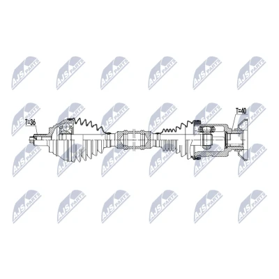 Abbildung von NTY NPW VW 235 Antriebswelle Vorderachse rechts 604mm VOLKSWAGEN: Passat B8 Variant, Tiguan II, Limousine, SKODA: Kodiaq