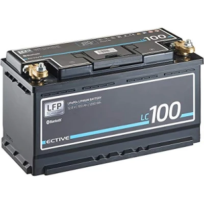 Abbildung von ECTIVE LiFePO4 Batterie LC100 BT 12V, 100Ah, 1280Wh, Bluetooth inklusive App Lithium Eisenphosphat Versorgungsbatterie, Bootsbatterie, Solarbatterie für Wohnwagen, Wohnmobil, Camper