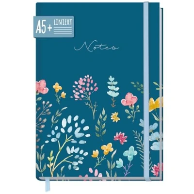 Abbildung von paper&amp;you® Notizbuch A5+ liniert mit Gummiband &quot;Happy Flower&quot; 156 Seiten, 78 Blatt als Bullet Journal, Tagebuch, Notizheft nachhaltig &amp; klimafreundlich