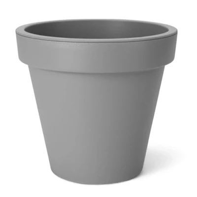 Abbildung von Spetebo Pflanzkübel Kunststoff rund XXS Ø 20 cm hellgrau (Stück, 1 St., Blumentopf), klassischer runder für den Garten