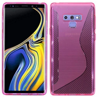 Abbildung von cofi1453® S Line Hülle Bumper kompatibel mit Samsung Galaxy Note 9 (N960F) Silikonhülle Stoßfest Handyhülle TPU Case Cover Pink