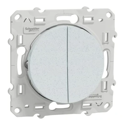 Abbildung von Schneider Electric Odace, doppelte Wechsel und Wechselschalter, Weiß, recycelt, Schnellanschluss, Schraubverbindung S510214