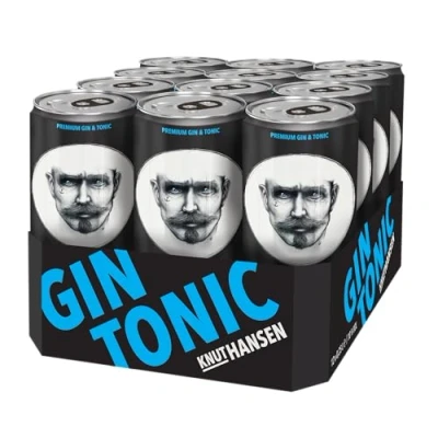 Abbildung von KNUT HANSEN GIN TONIC Erfrischend und trinkfertig für unterwegs Hergestellt aus DRY selbst hergestelltem 10% vol. 12 x 250ml Dose