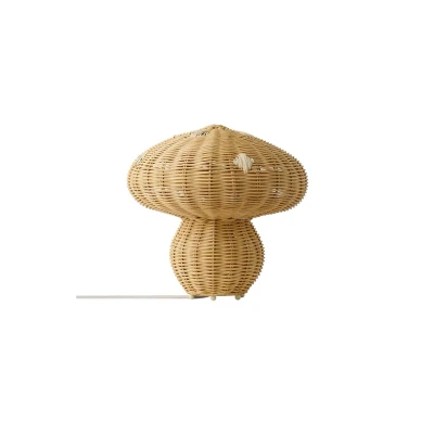 Abbildung von Tischleuchte Allie, Rattan, Pilzform, naturbraun
