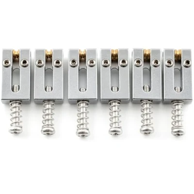 Abbildung von Musiclily Ultra 10,5mm Messing ST Style Roller Saitenreiter mit Rollen Bridge Saddles für Strat Tele E Gitarre, Chrom (6er Set)