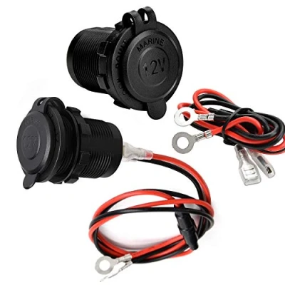 Abbildung von JTENG Zigarettenanzünder, Wasserdicht Marine Grade 12V / 24V Gleichstrom Feuerzeugsteckdose Steckdose für Boot Motorrad Auto, mit 0,6m Anschlusskabel (2 pcs)