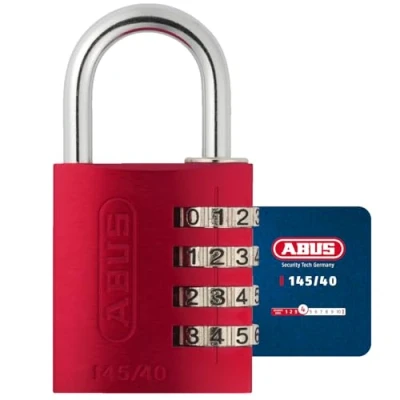 Abbildung von ABUS Zahlenschloss 145/40 Rot Kofferschloss, Spindschloss u. v. m. Aluminium Vorhängeschloss individuell einstellbarer Zahlencode Sicherheitslevel 4