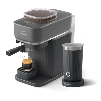 Abbildung von PHILIPS baristina Espressomaschine &quot;BAR303/60 mit Mahlwerk für ganze Bohnen, Milchaufschäumer inkl.&quot;, 16 bar Pumpendruck, Schwarzgrau