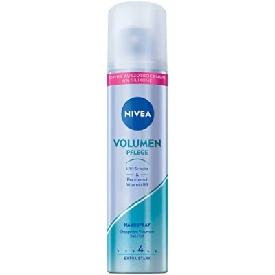 Abbildung von NIVEA Volume &amp; Hold Styling Spray, pflegendes Haarspray mit UV Schutz, Panthenol Vitamin B3, Haarlack für sichtbar mehr Volumen 24h Halt (Haltestufe 4), veganes Pflegespray ohne Silikone (75 ml)
