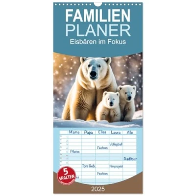 Abbildung von Familienplaner 2025 Eisbären im Fokus mit 5 Spalten (Wandkalender, 21 cm x 45 cm), CALVENDO