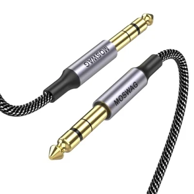 Abbildung von MOSWAG 6.35mm Gitarre Audio Kabel 1M, auf Klinke Nylon Geflochten für E Gitarre, Elektronisches Klavier, Bassverstärker, Bass, Tasteninstrumen etc