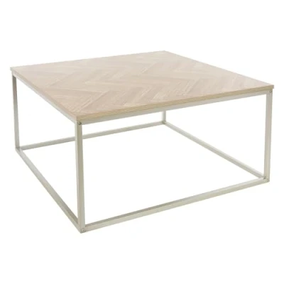 Abbildung von ML Design Couchtisch 80x80x40 cm, Eiche Optik mit Fischgrätenmuster, Gold Metallgestell Stahl, Industriedesign, Sofatisch quadratisch für Wohnzimmer, Beistelltisch Kaffeetisch Wohnzimmertisch Tisch