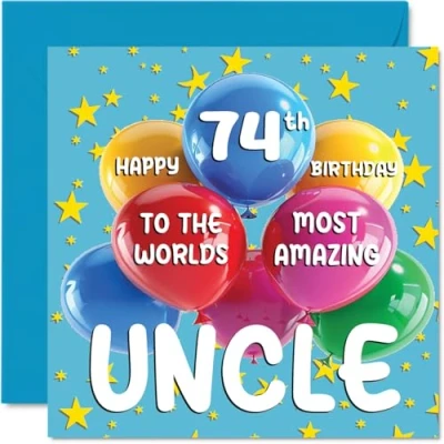 Abbildung von Geburtstagskarte für Onkel zum 74. Geburtstag World&#039;s Most Amazing Oncle von Nichte Neffe, 145 x mm, Geburtstag, Grußkarten