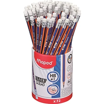 Abbildung von Maped 72 HB Navy Green Graphitstifte mit Radiergummispitze 40,9% recycelten Materialien und 16,5% natürlichen 100% recycelbarer Topf