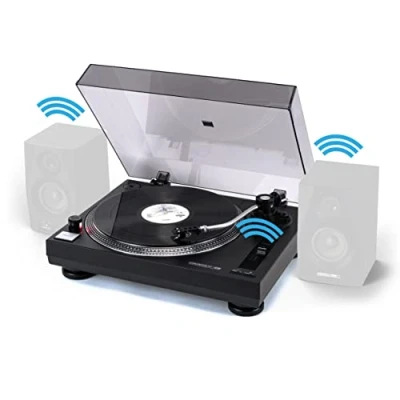 Abbildung von Reloop RT 1 BT Plattenspieler mit Riemenantrieb für DJ und HiFi Anwendungen, Bluetooth Ausgang zur kabellosen Verbindung Lautsprechern, Vormontiertes Ortofon Magnet Tonabnehmer System