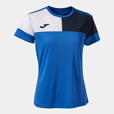 Abbildung von Joma Damen Kurzarmshirt Frau Crew V Tshirt, Königsblau/Marineblau/Weiß, M EU