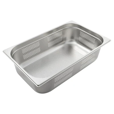 Abbildung von GN Behälter 1/1 mit Lochung 100 mm Höhe Edelstahl, Gastronormbehälter