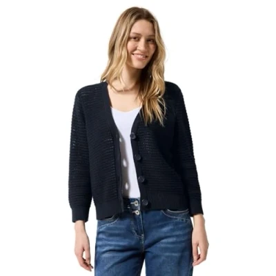 Abbildung von CECIL Damen B253950 Cardigan mit Häkel Struktur, universal Blue, XL
