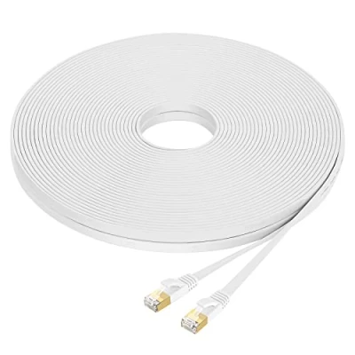 Abbildung von Fumitt Cat 8 Lan Kabel 20meter, Hohegeschwindigkeit Flach Gigabit Netzwerkkabel 20m Ethernet Internet Patchkabel 40Gbps 2000Mhz RJ45 für Gaming, Router, Modem, laptop(Weiß)