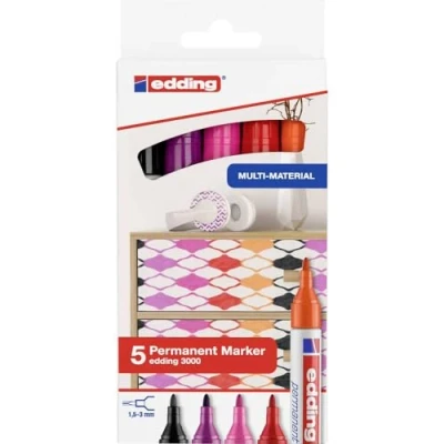 Abbildung von Edding Permanentmarker fs 5St orange, pink, rotviolett, schwarz, rot 1.5 3.0 mm