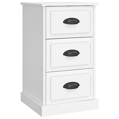 Abbildung von vidaXL Nachttisch, Nachtschrank mit 3 Schubladen, Nachtkonsole Nachtkommode für Schlafzimmer, Beistelltisch, Weiß 39x39x67cm Holzwerkstoff