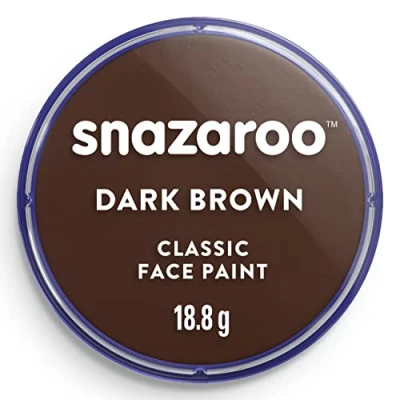 Abbildung von Snazaroo 1118999 Schminkfarbe Dunkelbraun, 18ml Topf hautfreundliche Gesichtschminke auf Wasserbasis, wasservermalbar, parabenfrei, Face &amp; Bodypaint Farbe für Kinder Erwachsene