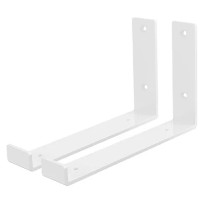 Abbildung von ML Design 2 Stück Regalhalterung 25x4x14 cm, Weiß, aus Metall, 10 Zoll Regalhalterungen, Industrielle Regalwinkel, Regalträger für Wandmontage, 90 Grad Wandhalterung, L Form Wandregal, inkl. Schrauben