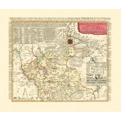 Abbildung von Historische Karte: Amt Großenhain 1730 (Plano): Kurfürstentum Sachsen Meißnischer Kreis