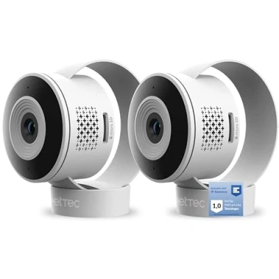 Abbildung von PetTec Cam Lite 2er Set Überwachungskamera für Haustiere mit App, Bewegungsmelder &amp; Handyübertragung WiFi Kamera WLAN Indoor Nachtsicht Hundekamera, Haustierkamera
