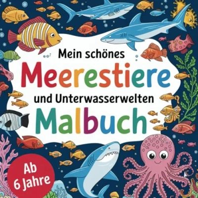 Abbildung von Meerestiere und Unterwasserwelten Malbuch für kleine Entdecker ab 6 Jahren mit 50 faszinierenden Ausmalbildern