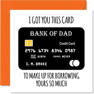 Abbildung von Lustige Geburtstagskarten für Papa Bank of Dad Witz Happy Bithday Karte Vater von Sohn, Tochter, Banter, Geburtstagsgeschenke, 145 mm x Vatertags Grußkarten Geschenk
