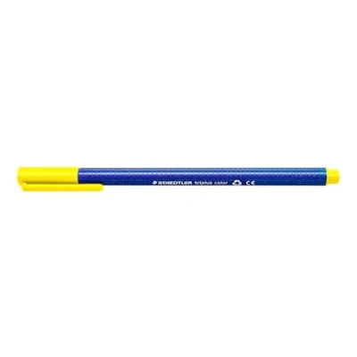 Abbildung von STAEDTLER Filzstifte triplus color, gelb, dreikant, stabile, eindrucksichere Spitze, Linienbreite ca. 1 mm, kindgerecht, hohe Qualität Made in Germany, 10 gelbe fibre tip pens im Kartonetui, 323