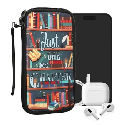 Abbildung von kwmobile Handytasche für Smartphones XL 6,7/6,8&quot; Neopren Handy Tasche Hülle Cover Case Schutzhülle Bibliothek Motto Mehrfarbig 17,2 x 8,4 cm Innenmaße