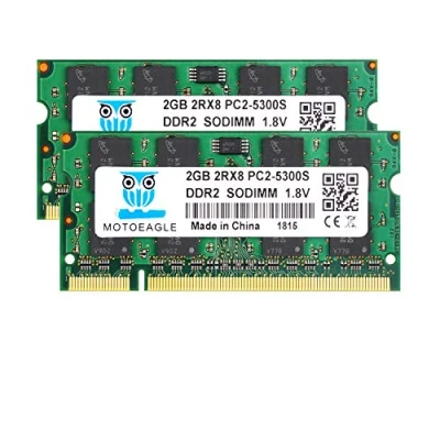 Abbildung von 4GB (2x2GB) PC2 5300 SODIMM RAM DDR2 667MHz 2Rx8 2GB 5300s 666MHz Arbeitsspeicher 200 Pin CL5 1,8V Notizbuch für iMac,mac Mini,MacBook,MacBook Pro,Intel