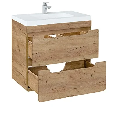 Abbildung von Lomadox Waschtisch LUTON 56 CRAFT, 61 cm Wotan Eiche Nb. Keramikwaschbecken B/H/T ca. 61/63/46