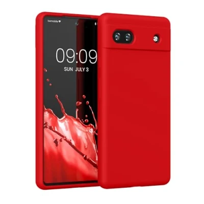 Abbildung von kwmobile Hülle kompatibel mit Google Pixel 6a Silikon Handy Case Handyhülle weiche Oberfläche kabelloses Laden Rot