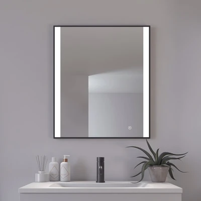 Abbildung von nicht definiert Badspiegel &quot;Libra Quadratisch, Badzimmerspiegel mit LED Beleuchtung&quot;, (1 St.), Touchpanel für Lichtsteuerung, Dimmbar Spiegel, Dänisches Design
